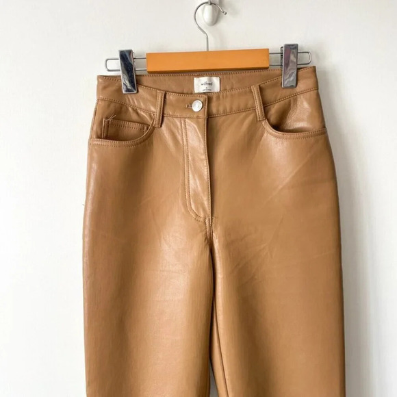 Aritzia Wilfred The Melina Pant High Waisted Vegan Leather Pants Constant Camel - Picture 7 of 10